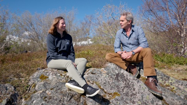 Alastair Miller in conversation with Viking expedition leader Line Overgaard